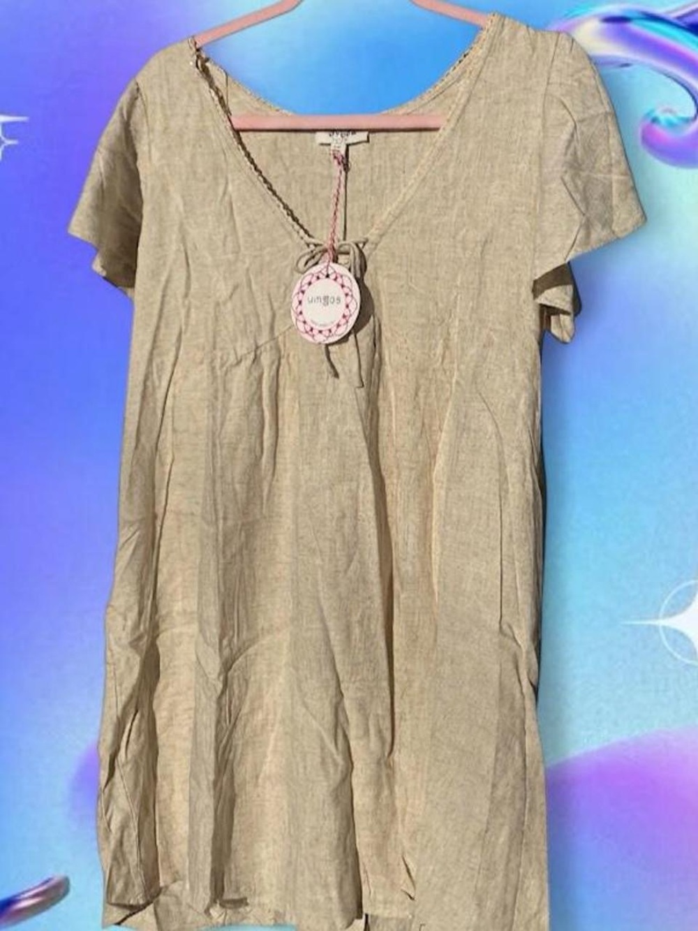 Umgee Light Tan Short Sleeve Mini Dress